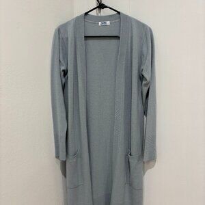 Long pale blue cardigan